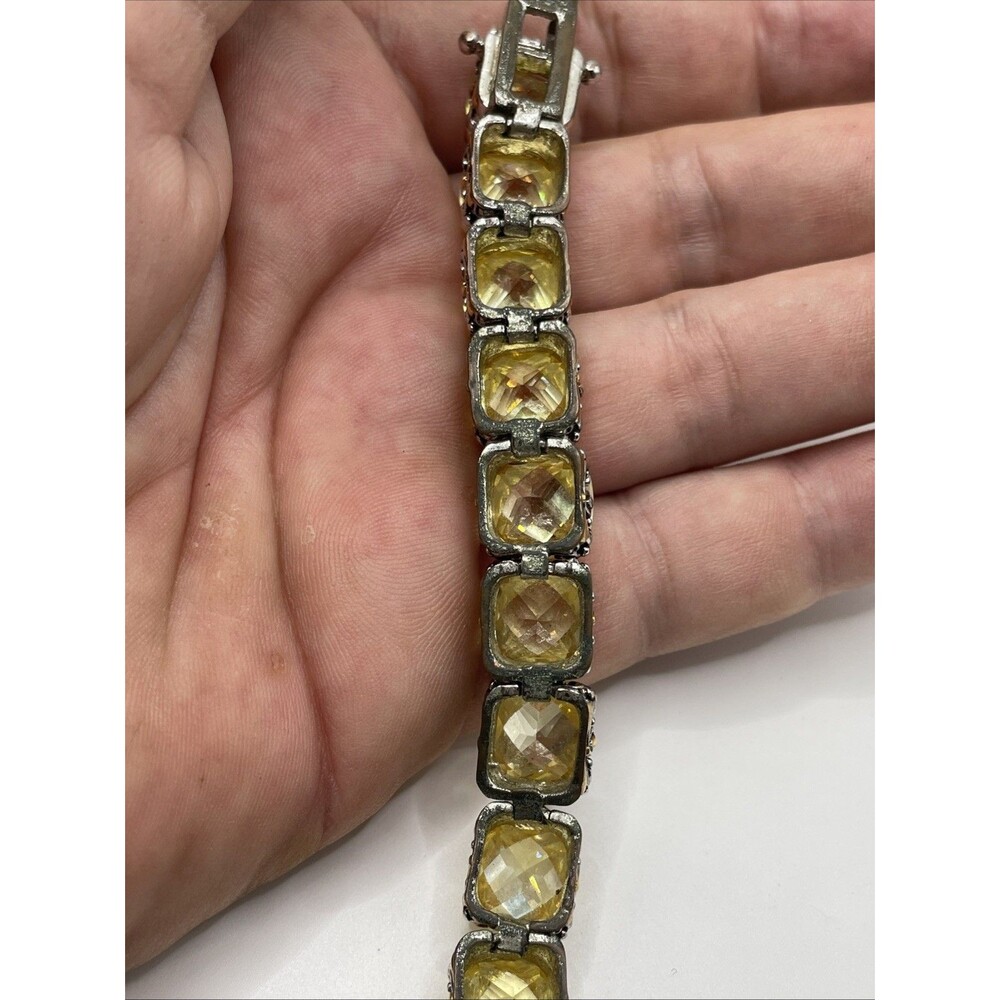 Park Lane Signature Bracelet 7.5” Gold Silver Two Tone CZ Golden Topaz NOTE WEAR - Picture 11 of 16